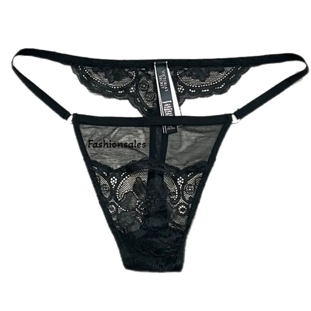 Victorias Secret Sexy Lace & Mesh Thong Panty Black Large